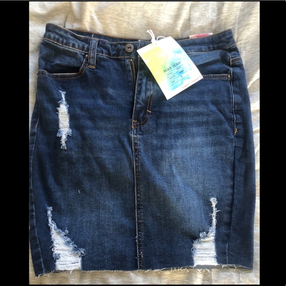 NWT Wax Jean Ripped Skirt